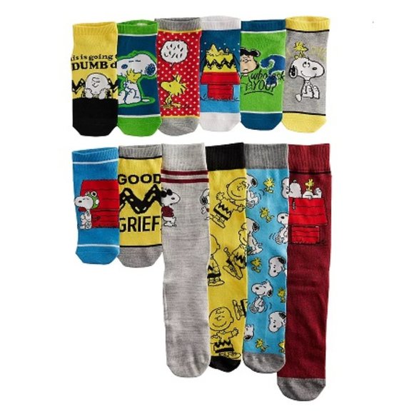 Men's 12 Days of Socks Advent 12-Pack Peanuts Socks - Picture 1 of 1